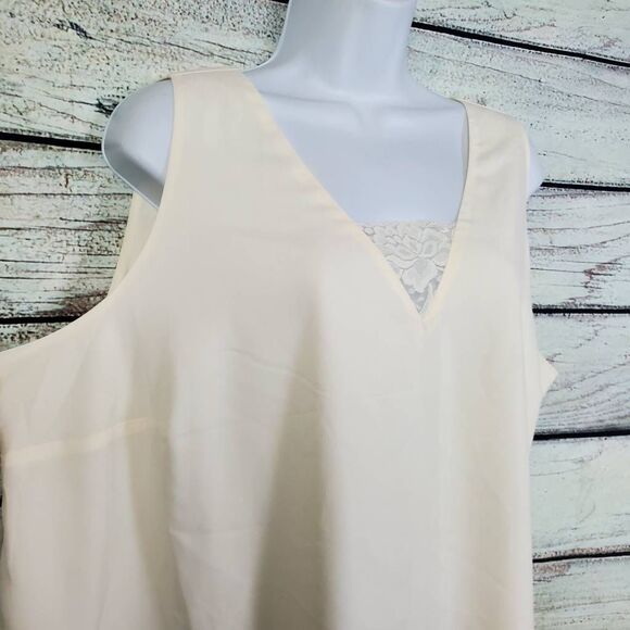 Lane Bryant Cream Crisscross Back Tank Top Size 18 Lined Sleeveless Blouse - Picture 2 of 8